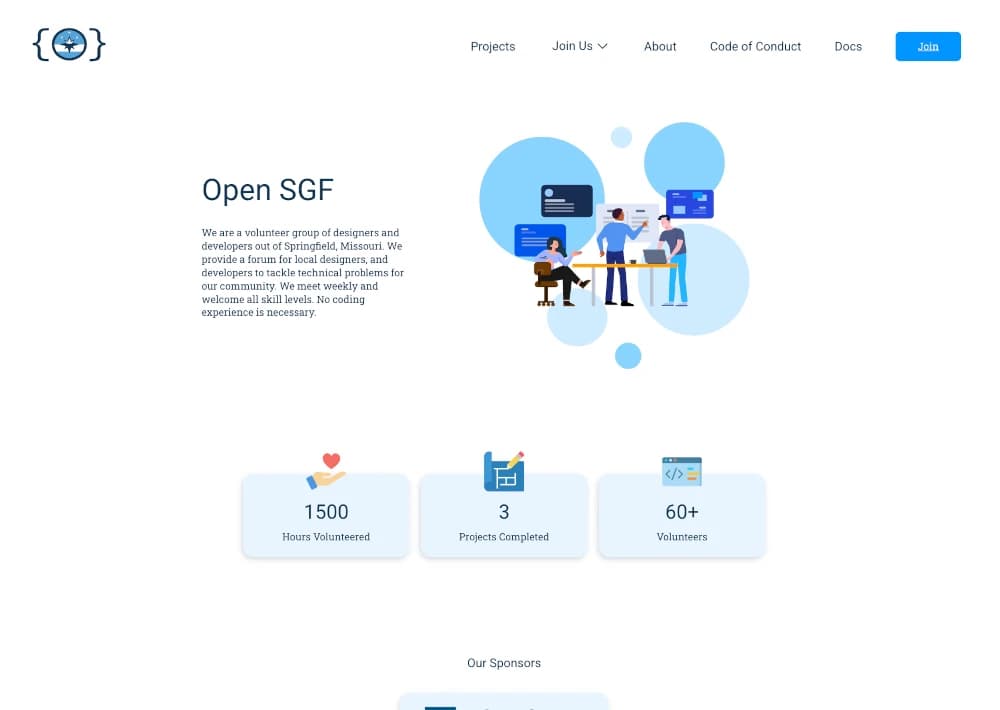 A screenshot of the Open SGF homepage